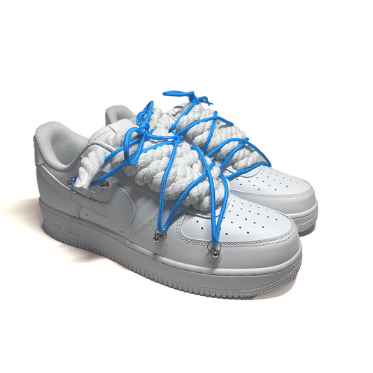 Custom NIKE AIR FORCE 1 Weiß “ROPE LACES” Dunk Blau #2