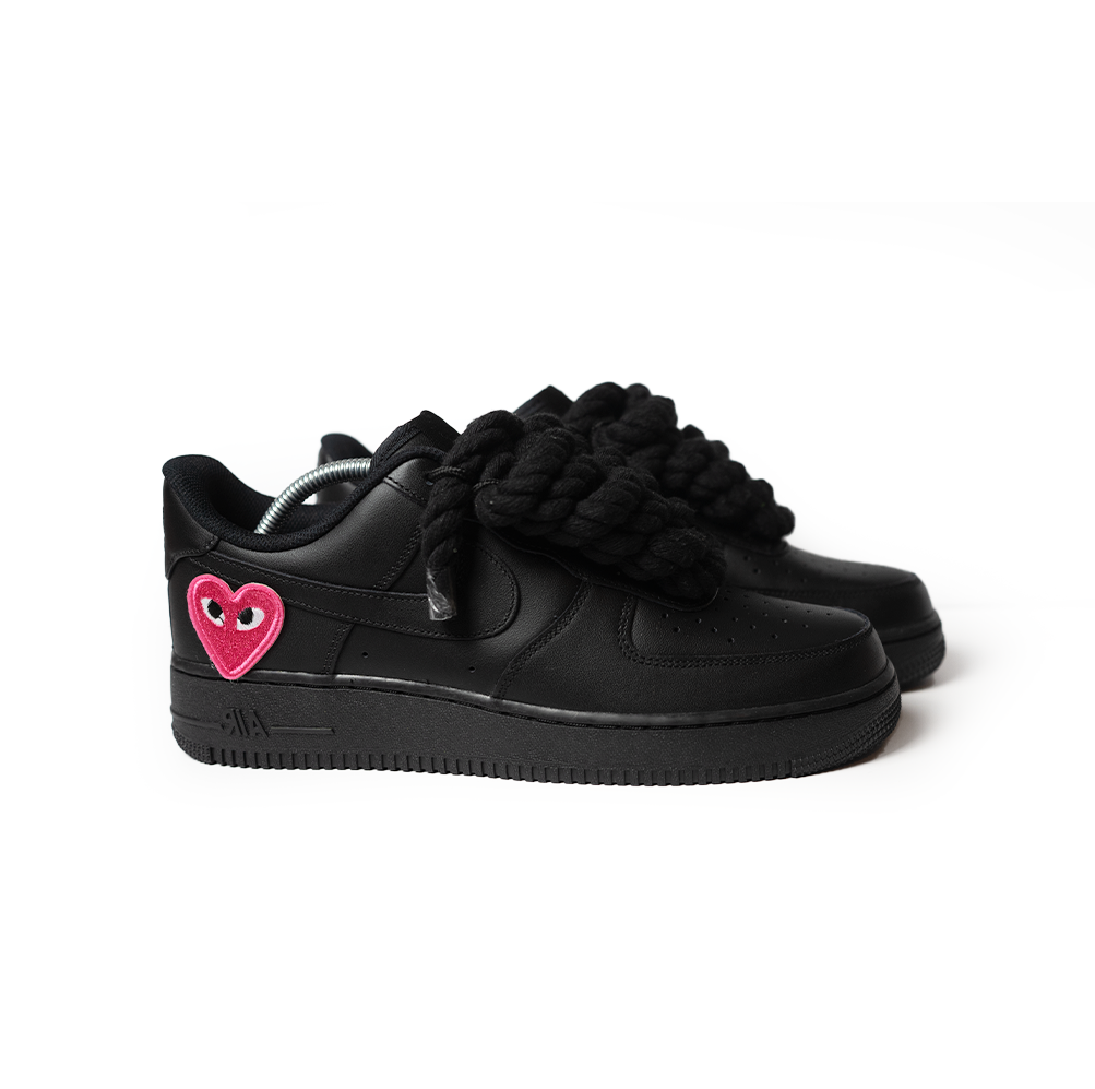 Custom Black Nike Air Force 1 '' Rope Laces '' Love stride Pink - RopezInstyle