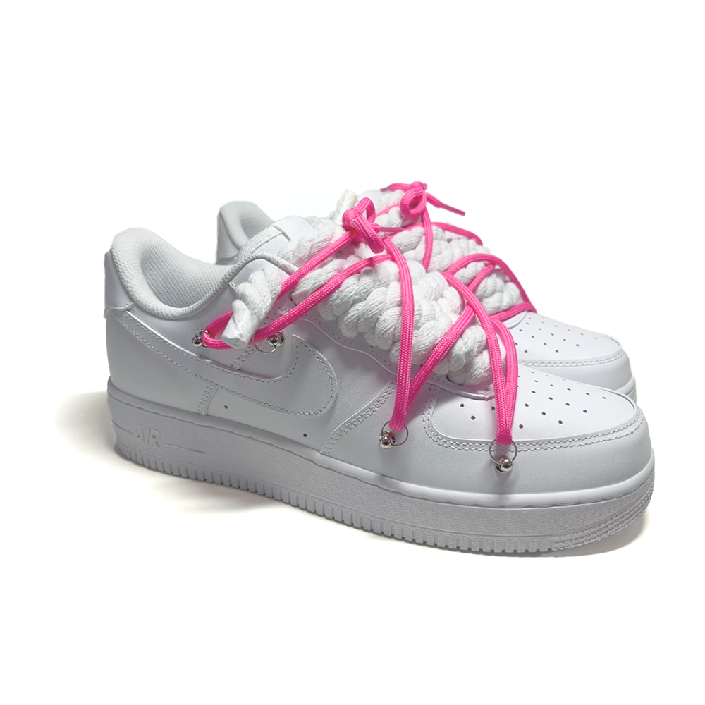 Custom NIKE AIR FORCE 1 Weiß “ROPE LACES” Dunk Pink #2