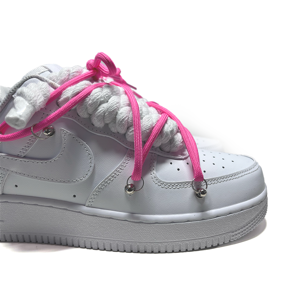 Custom NIKE AIR FORCE 1 Weiß “ROPE LACES” Dunk Pink #2