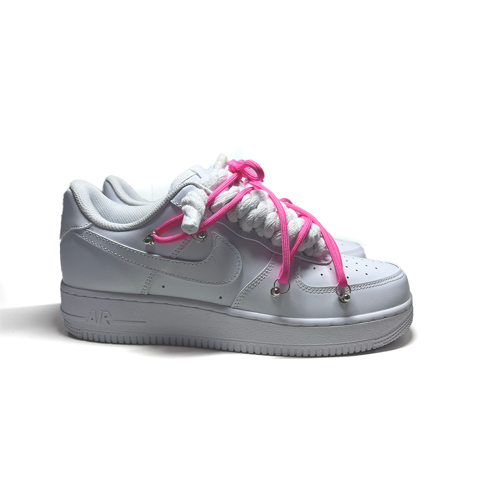 Custom NIKE AIR FORCE 1 Weiß “ROPE LACES” Dunk Pink #2