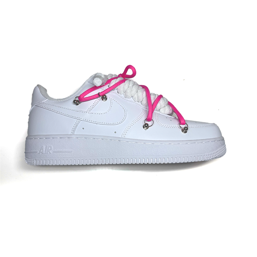 Custom NIKE AIR FORCE 1 WeiB ROPE LACES Dunk Pink 2 RopezInstyle