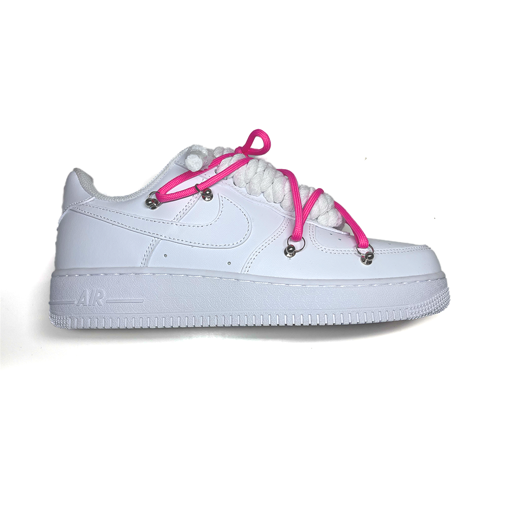 Custom NIKE AIR FORCE 1 Weiß “ROPE LACES” Dunk Pink #2