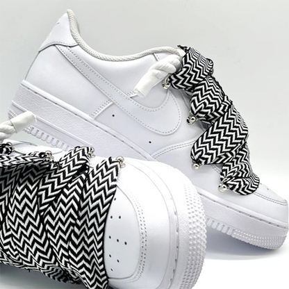 Custom Nike Air Force 1 Weiß ,, Lanvin Laces '' Schwarz / Weiß - RopezInstyle