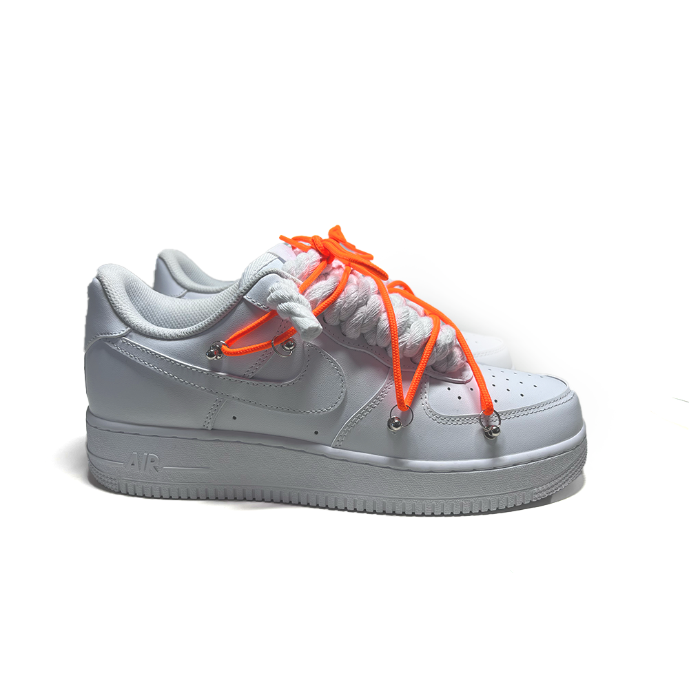 Custom NIKE AIR FORCE 1 WeiB ROPE LACES Dunk Orange RopezInstyle