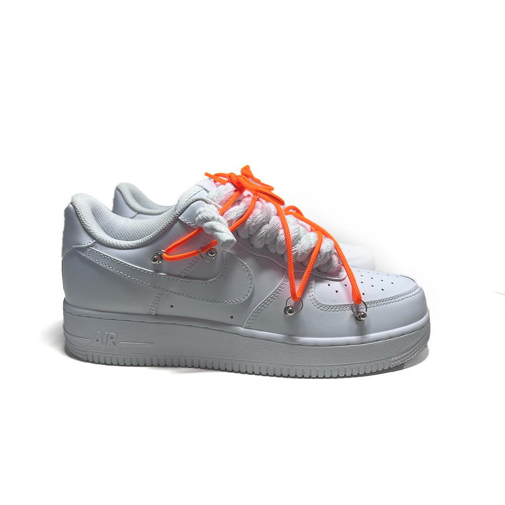 Custom NIKE AIR FORCE 1 Weiß “ROPE LACES” Dunk Orange