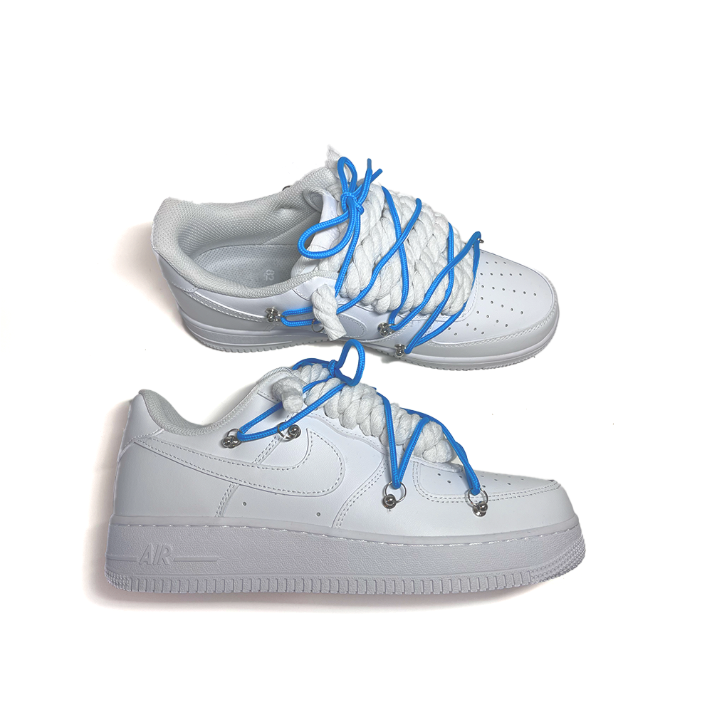 Custom NIKE AIR FORCE 1 Weiß “ROPE LACES” Dunk Blau #2