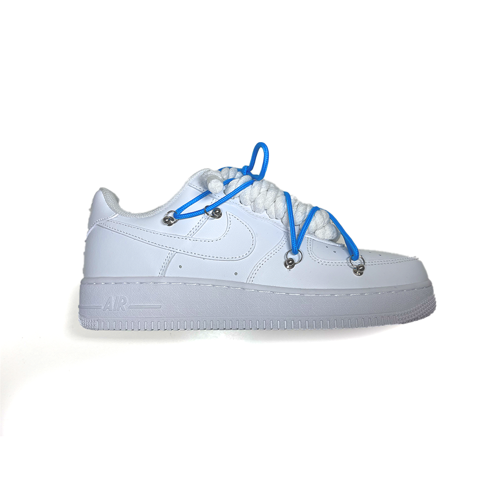 Custom NIKE AIR FORCE 1 Weiß “ROPE LACES” Dunk Blau #2