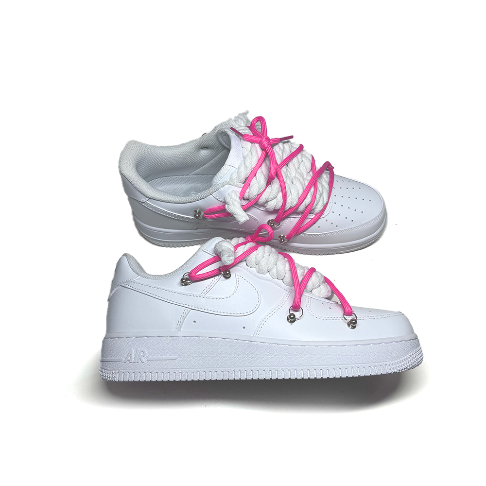 Custom NIKE AIR FORCE 1 Weiß “ROPE LACES” Dunk Pink #2