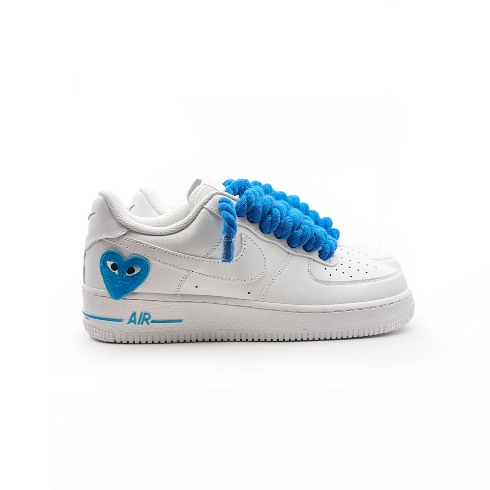 Custom Nike Air Force 1 '' Rope Laces '' Love stride Blue ocean