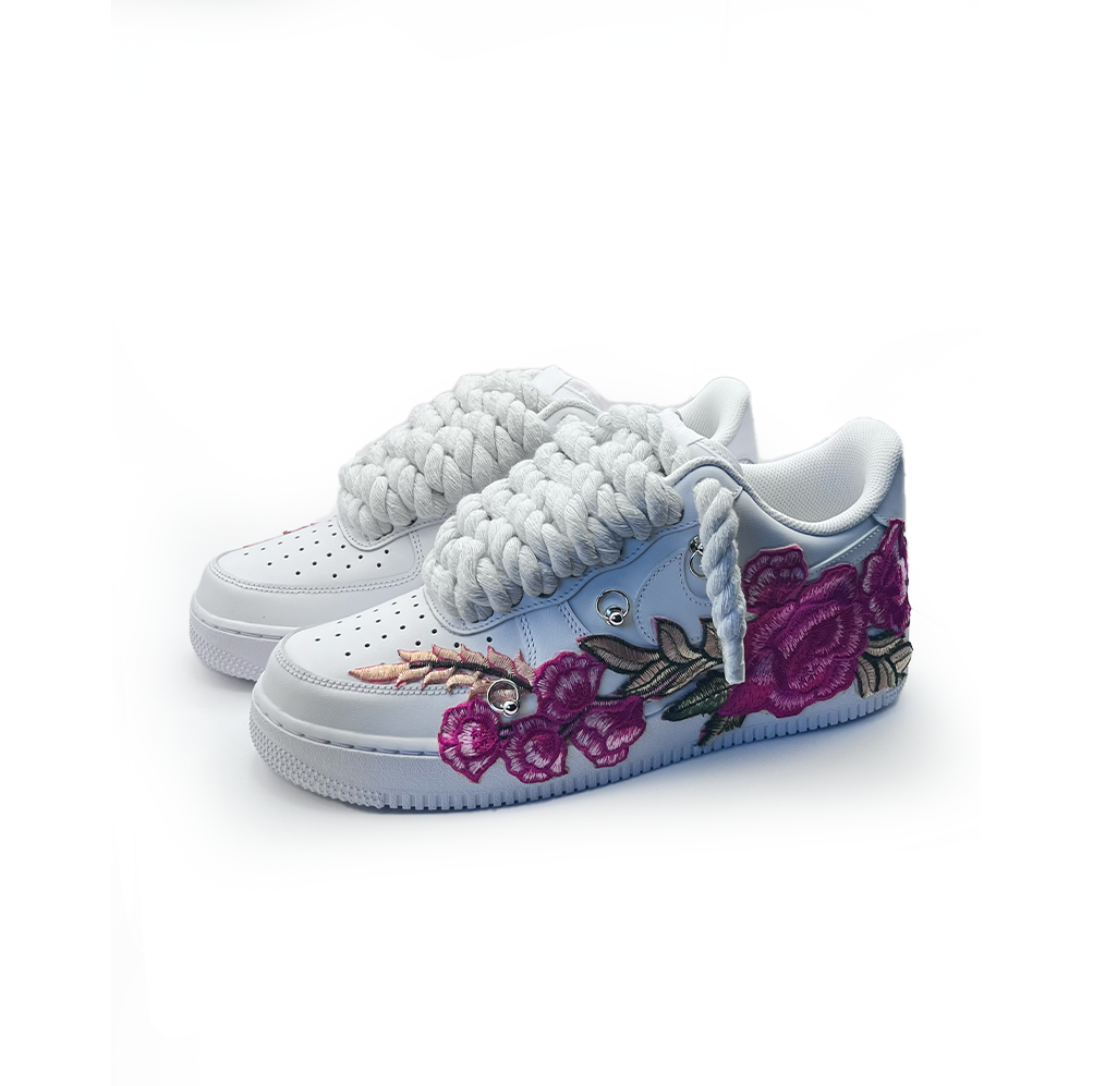 Custom NIKE AIR FORCE 1 Weiß “ROPE LACES” Pink Parfait