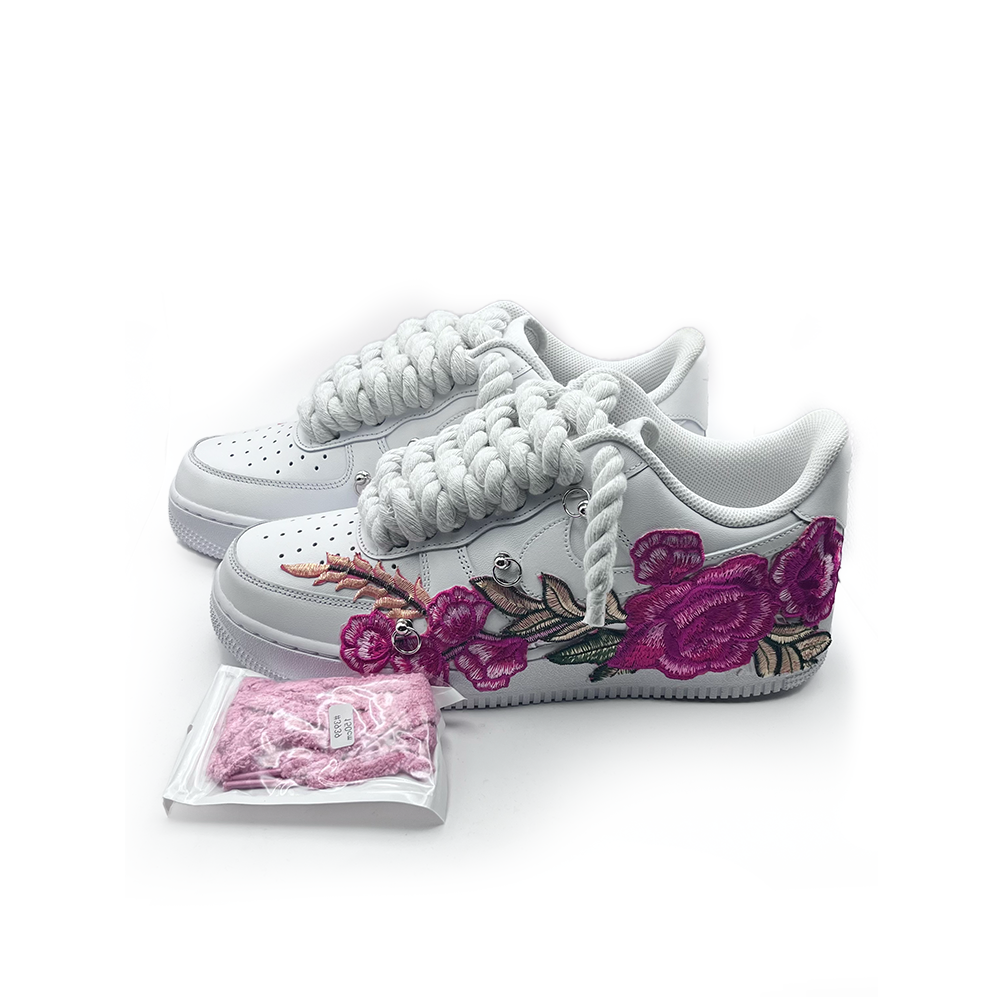 Custom NIKE AIR FORCE 1 Weiß “ROPE LACES” Pink Parfait