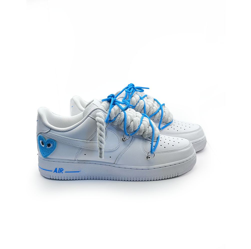 Custom Nike Air Force 1 '' Rope Laces '' Love stride Blue - RopezInstyle