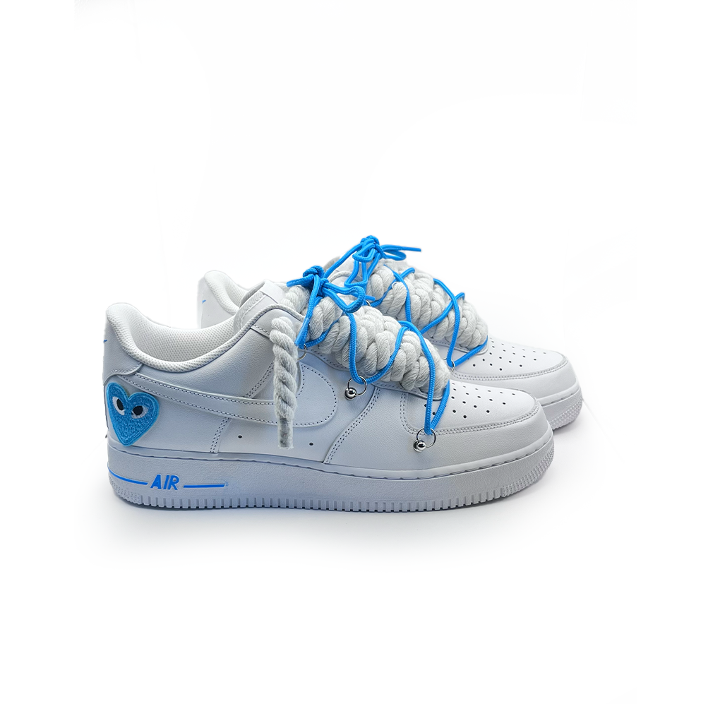 Custom Nike Air Force 1 '' Rope Laces '' Love stride Blue