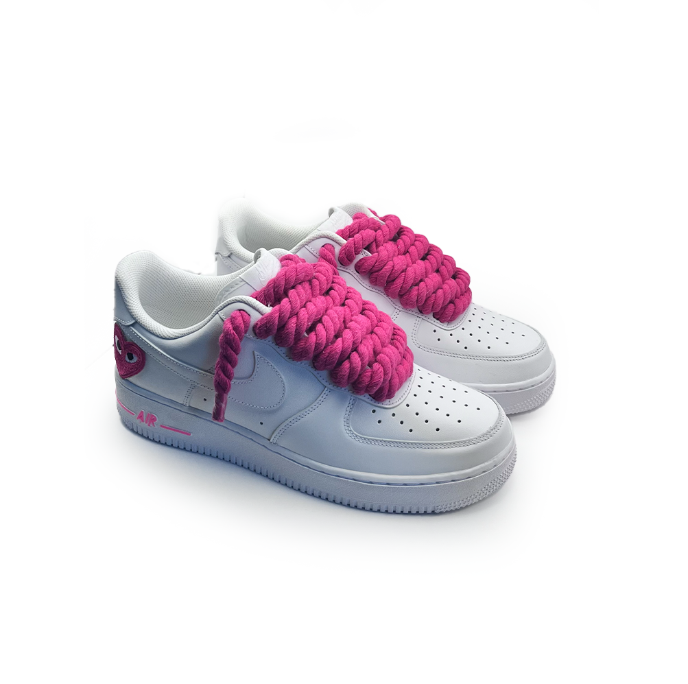 Custom Nike Air Force 1 '' Rope Laces '' Love stride Pink - RopezInstyle