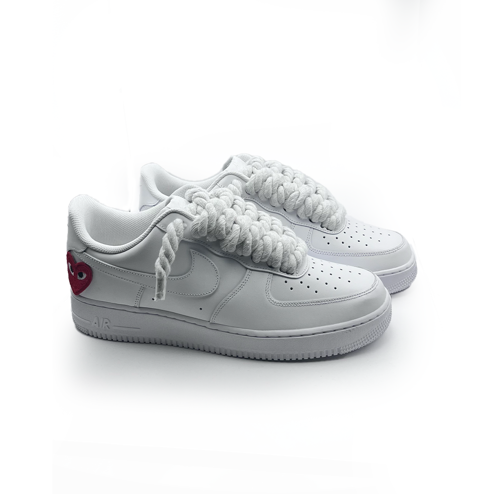 Custom Nike Air Force 1 White '' Rope Laces '' Love stride Pink red #2