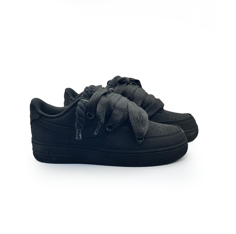 Custom Nike Air Force 1 Ninja Black ,, Lanvin Laces '' Schwarz