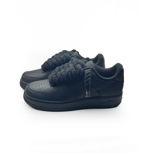 Custom Nike Air Force 1 Black “Rope Laces”