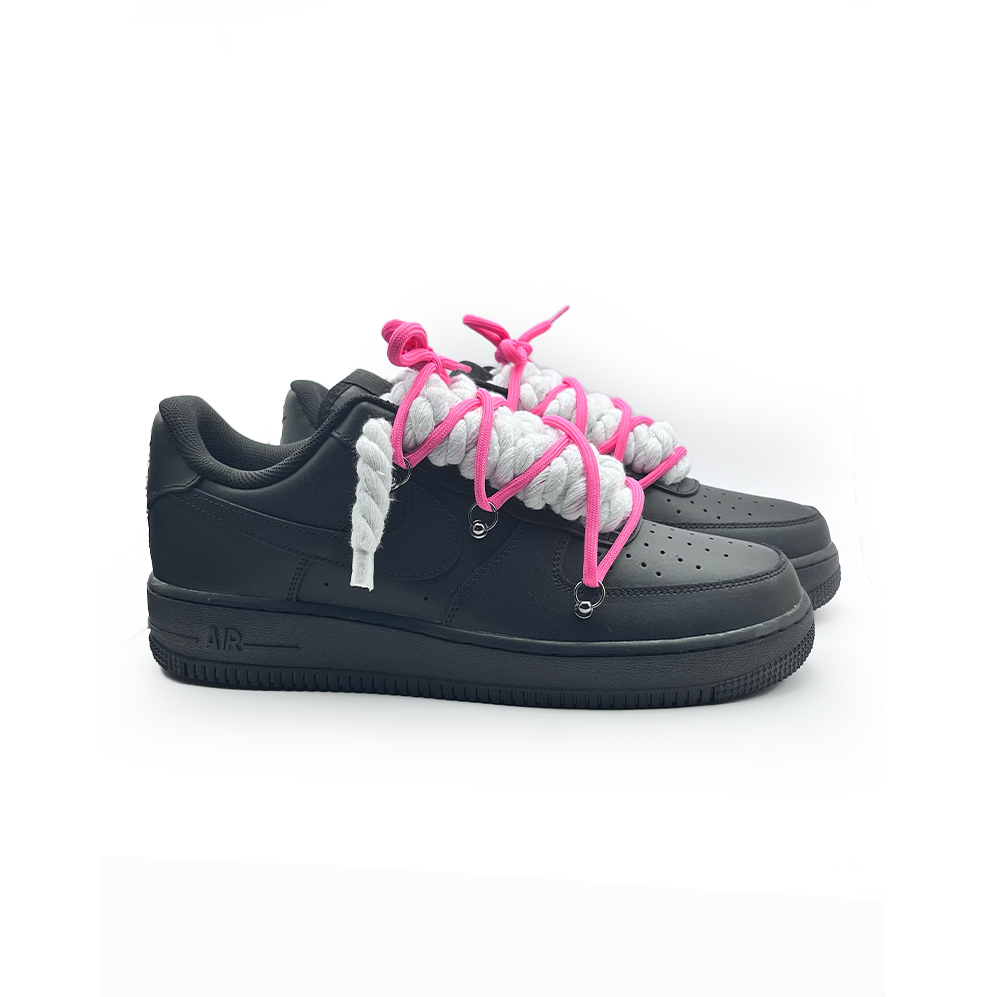 Custom NIKE AIR FORCE 1 Schwarz “ White ROPE LACES” Dunk Pink #2