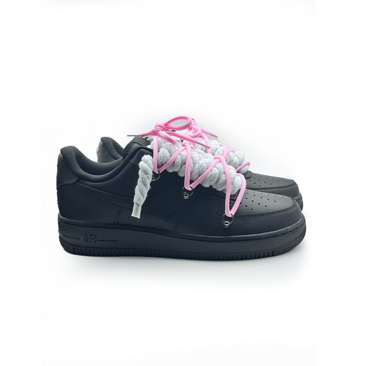 Custom NIKE AIR FORCE 1 Schwarz “ White ROPE LACES” Dunk Pink #1