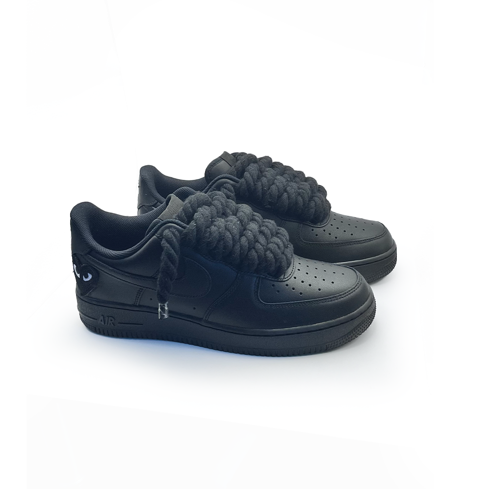 Custom Nike Air Force 1 '' Rope Laces '' Love stride Black