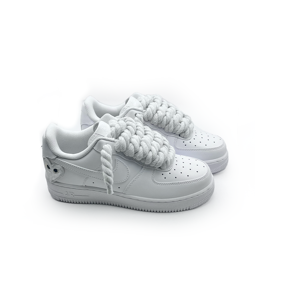 Custom Nike Air Force 1 '' Rope Laces '' Love stride White