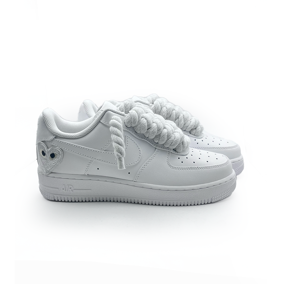 Custom Nike Air Force 1 '' Rope Laces '' Love stride White