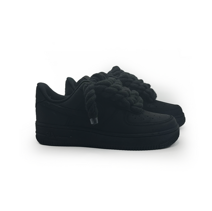 Custom Nike Air Force 1 Ninja Black “Rope Laces”