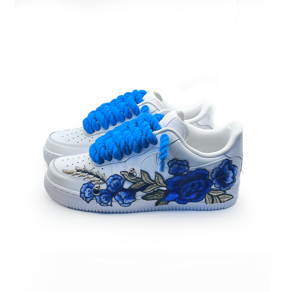 Custom NIKE AIR FORCE 1 Weiß “BLUE LACES” Azure #2