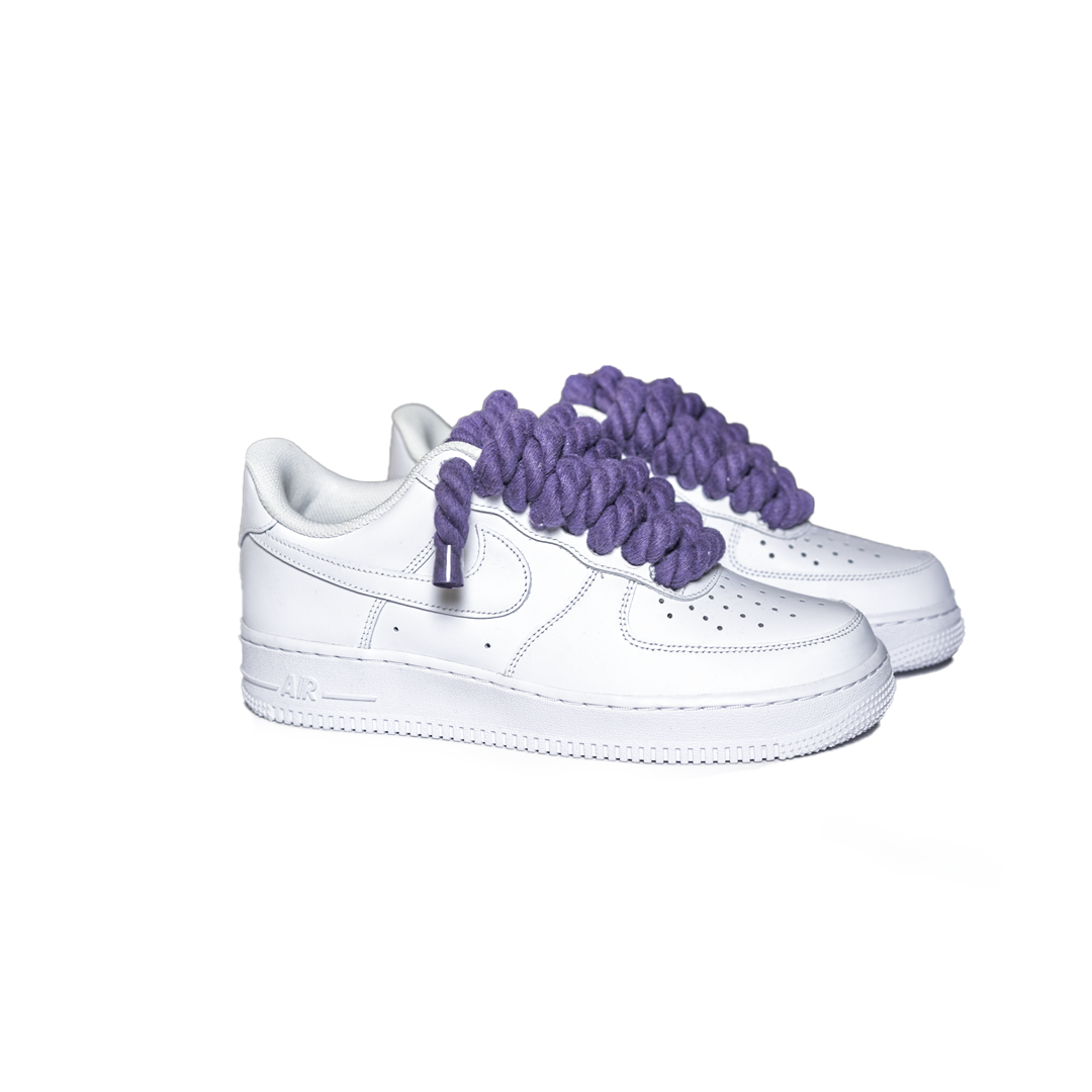 Custom Nike AF1 White “Rope Laces” Violet
