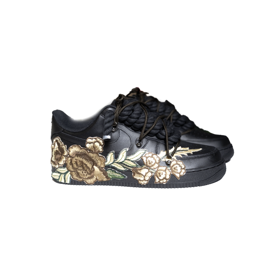 Custom Nike AF1 Black “ROPE LACES” Botanic Brown
