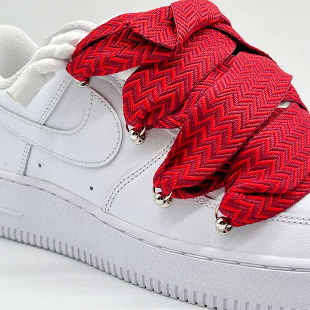 Custom Nike Air Force 1 Weiß ,, Lanvin Laces '' Rot