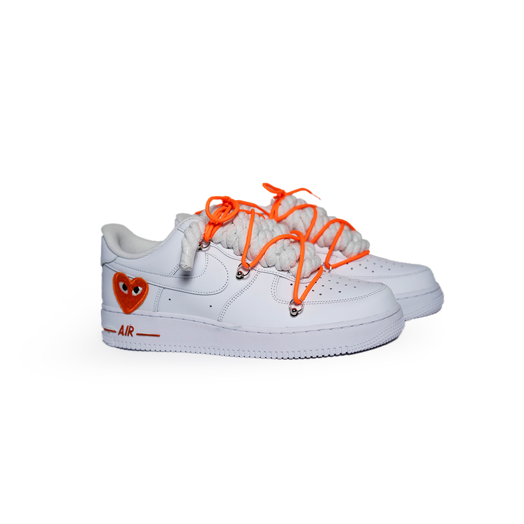 Custom Nike Air Force 1 '' Rope Laces '' Love stride orange