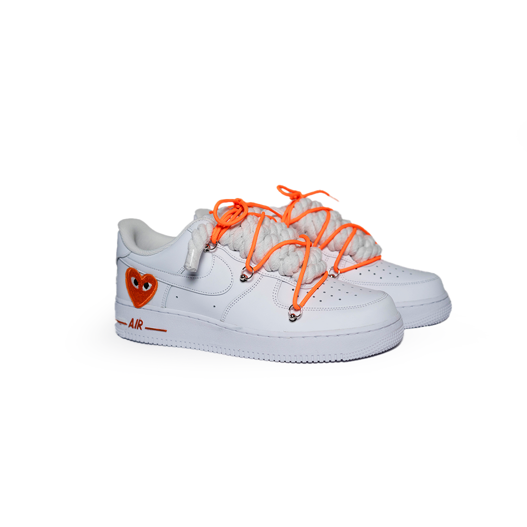 Custom Nike AF1 '' Rope Laces '' Love stride orange