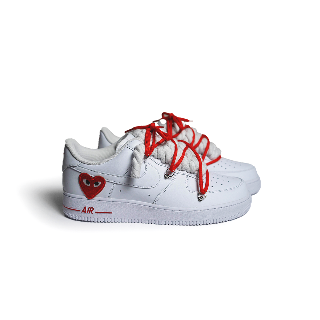 Custom Nike Air Force 1 '' Rope Laces '' Love stride red