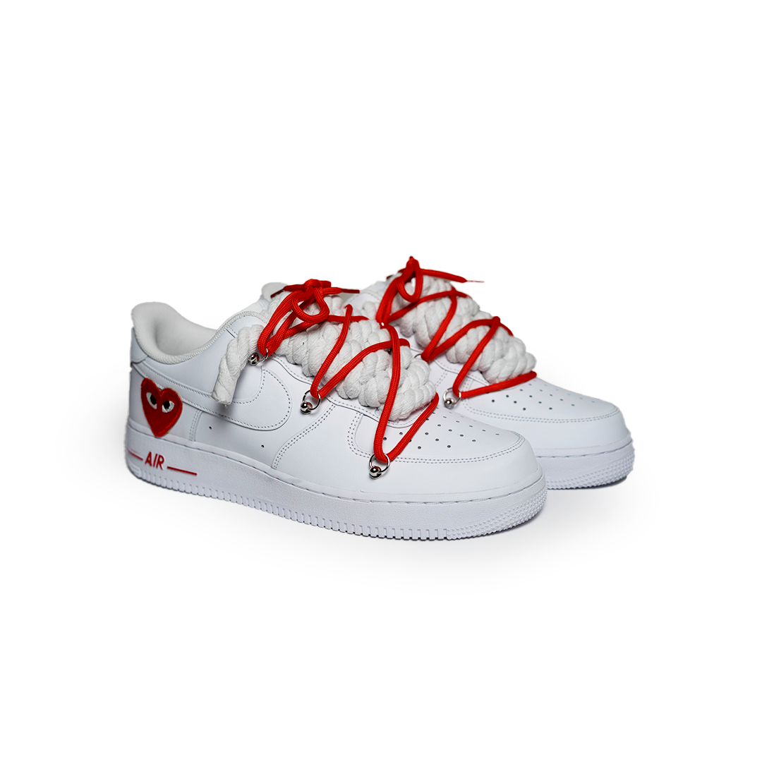 Custom Nike AF1 '' Rope Laces '' Love stride red