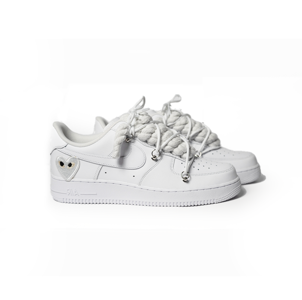 Custom Nike AF1 '' Dunk, Rope Laces '' Love stride white – RopezInstyle