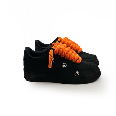Custom Sneakers Schwarz “Rope Laces” Orange