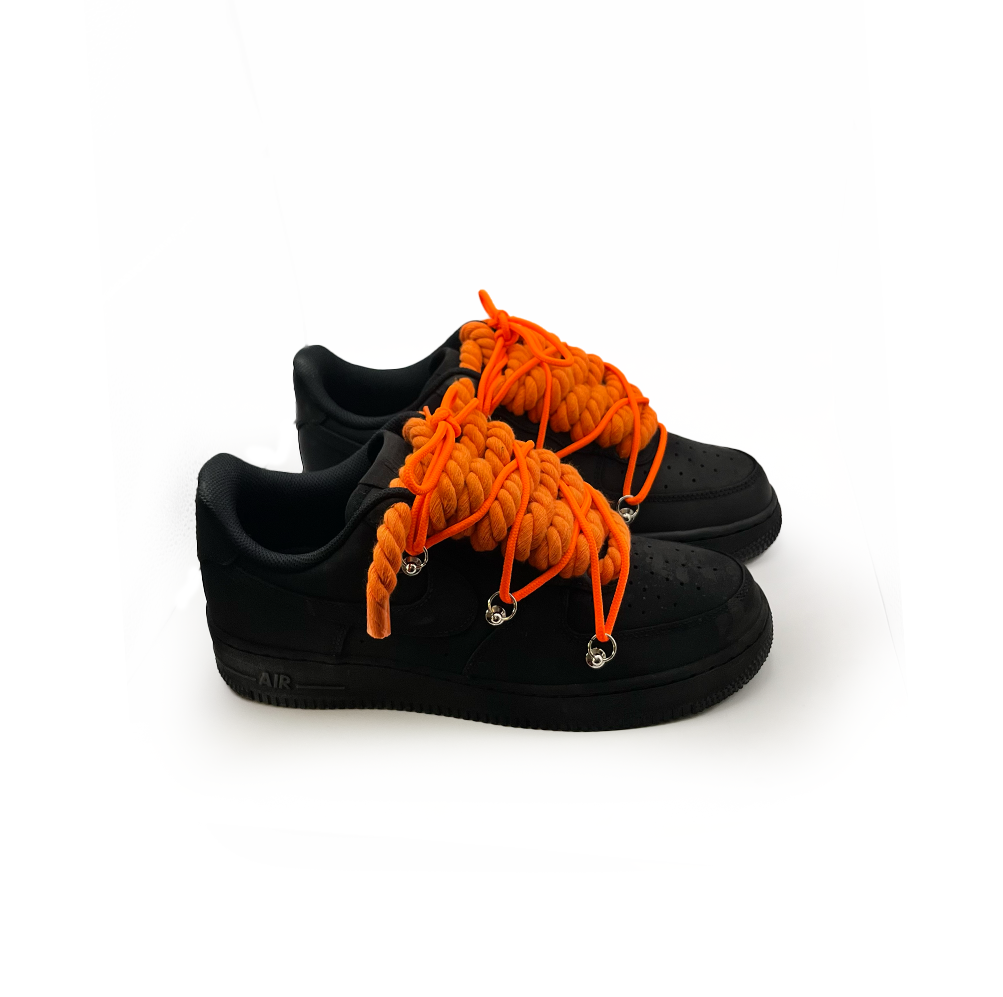 Custom Nike AF1 Black “Orange ROPE LACES” Dunk Orange