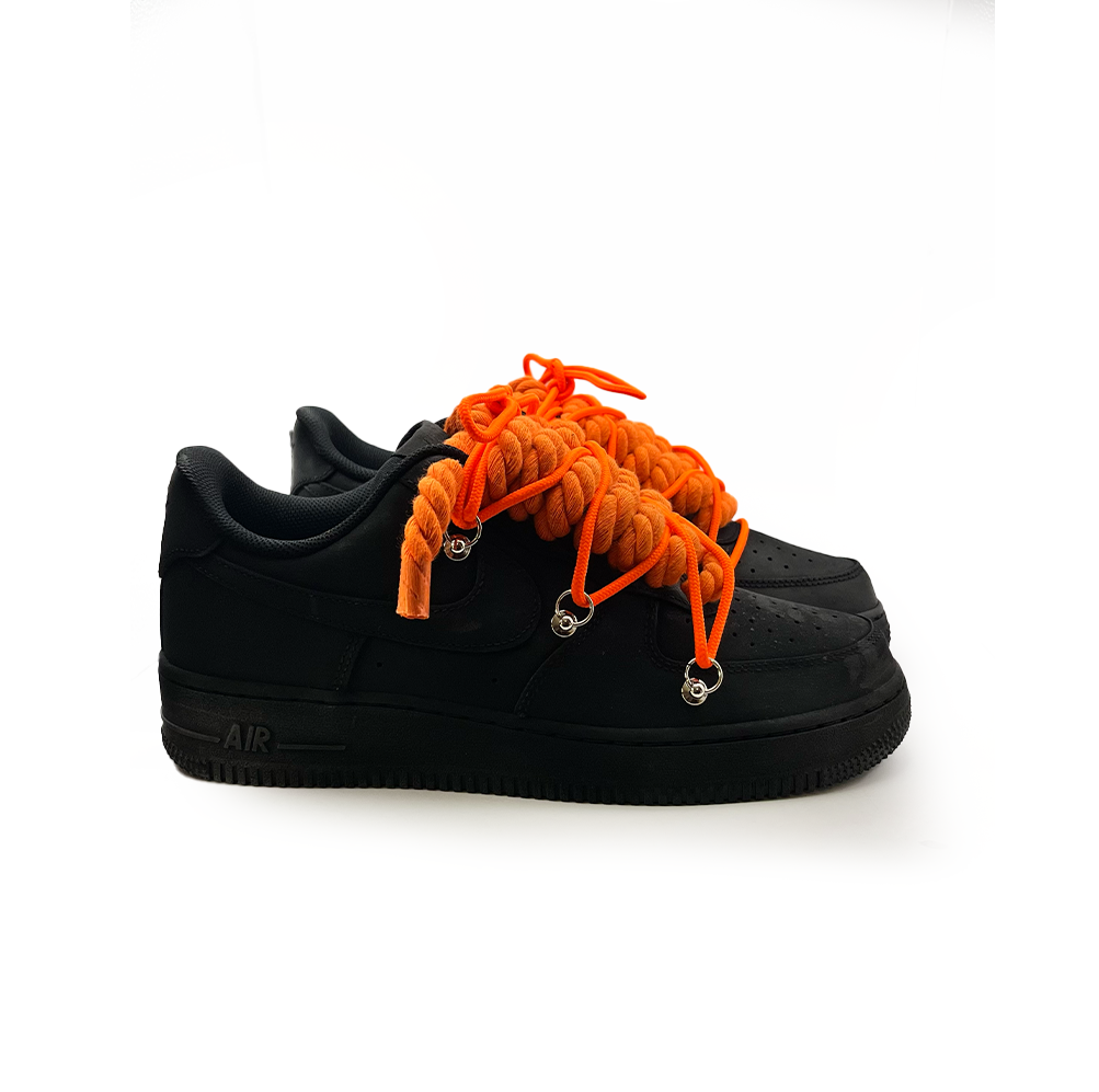 Custom Nike AF1 Black “Orange ROPE LACES” Dunk Orange