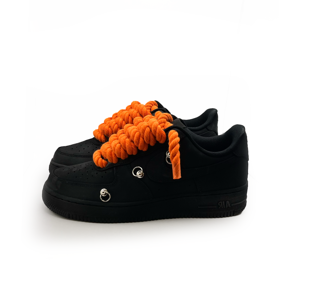 Custom Sneakers Schwarz “Rope Laces” Orange