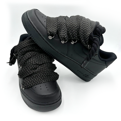 Custom Nike Air Force 1 Black ,, Lanvin Laces '' Schwarz - RopezInstyle