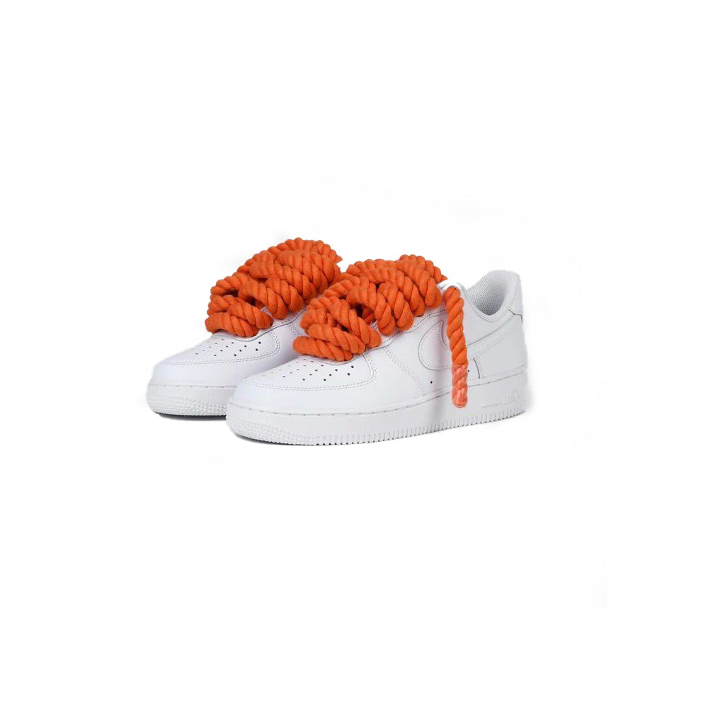 Custom Nike Air Force 1 Weiß “Rope Laces” Orange - RopezInstyle