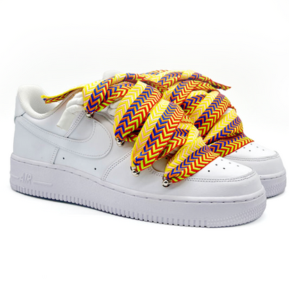 Custom Nike Air Force 1 Weiß ,, Lanvin Laces '' Gelb - RopezInstyle