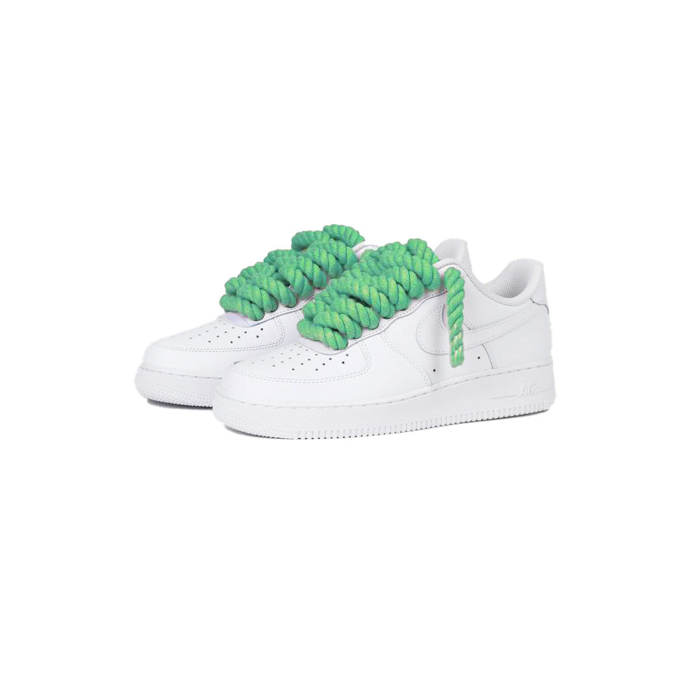 Custom Nike Air Force 1 Weiß “Rope Laces” Grün - RopezInstyle