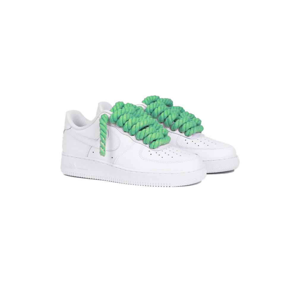 Custom Nike Air Force 1 Weiß “Rope Laces” Grün - RopezInstyle