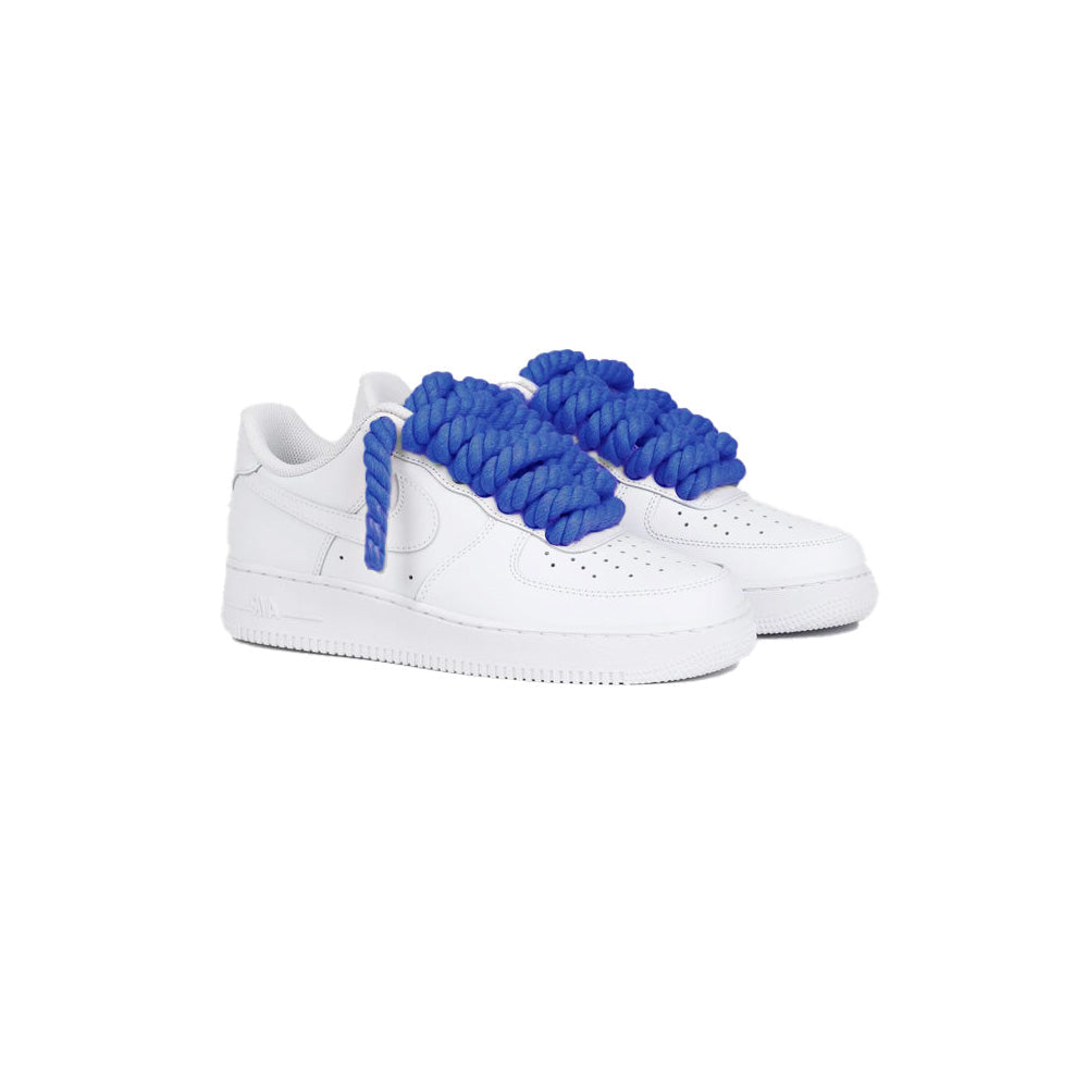 Custom Nike Air Force 1 Weiß “Rope Laces” Blau - RopezInstyle
