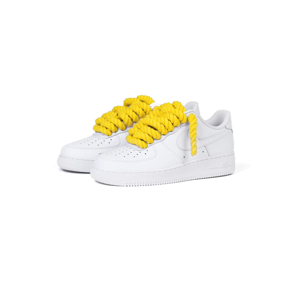 Custom Nike Air Force 1 Weiß “Rope Laces” Gelb - RopezInstyle
