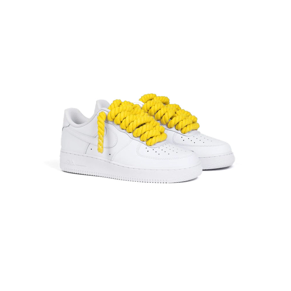 Custom Nike Air Force 1 Weiß “Rope Laces” Gelb - RopezInstyle