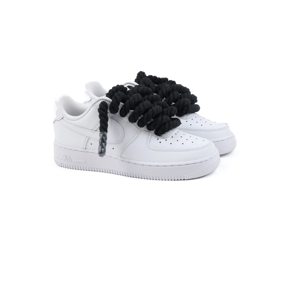 Custom Nike Air Force 1 Weiß “Rope Laces” Schwarz - RopezInstyle